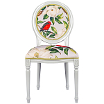 Стул светло-серый из натурального бука с изображением птиц и цветов Blooming Birds Red  варинант исполнения - 1 | Loft Concept во Владивостоке