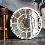 Зеркало настенное в белой металлической раме в виде часов Mirror Tower Clock варинант исполнения - 4 | Loft Concept во Владивостоке