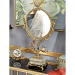 Зеркало с бронзовой подставкой в виде дерева и фарфоровыми птичками на голубом основании Eden Garden варинант исполнения - 4 | Loft Concept во Владивостоке