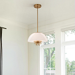 Подвесной светильник золотого цвета с полусферическим опаловым плафоном и декоративным элементом Elstead Lighting варинант исполнения - 7 | Loft Concept во Владивостоке