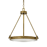 Люстра подвесная цвета латунь с плоским круглым матовым стеклянным плафоном на цепи Hinkley варинант исполнения - 1 | Loft Concept во Владивостоке