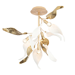 Люстра потолочная с белыми матовыми и золотыми глянцевыми листьями Wintery flovers варинант исполнения - 2 | Loft Concept во Владивостоке