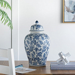 Ваза с крышкой и бело-синим цветочным узором Blue & White Ornament  варинант исполнения - 8 | Loft Concept во Владивостоке