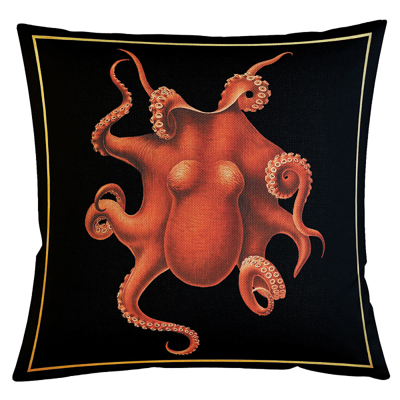 Декоративная подушка Red Octopus Бежевый Черный Красный Декоративная подушка Red Octopus Бежевый Черный Красный во Владивостоке | Loft Concept