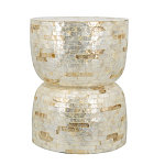 Приставной столик с мозаичным рисунком из раковин устриц Bone Inlay варинант исполнения - 2 | Loft Concept во Владивостоке