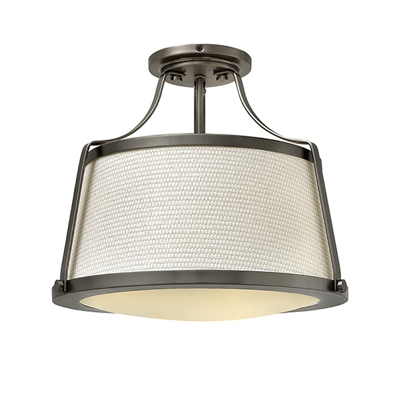 Потолочный светильник со светлым текстильным абажуром Hinkley Латунь Белый Никель во Владивостоке | Loft Concept 