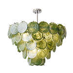 Люстра из зеленых стеклянных дисков с перламутровым эффектом Green Glowing Glaze варинант исполнения - 1 | Loft Concept во Владивостоке