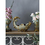 Чаша голубого цвета с оранментом и и бронзовыми фигурами леопардов Eden Garden варинант исполнения - 5 | Loft Concept во Владивостоке