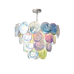 Люстра с каскадом из круглых разноцветных стеклянных дисков Mother of Pearl Iridescence варинант исполнения - 4 | Loft Concept во Владивостоке