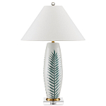 Настольная лампа овальная с тропическим принтом Stylized Aalm Leaves Motif варинант исполнения - 4 | Loft Concept во Владивостоке