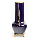 Ваза темно-синяя фарфоровая с бронзовыми ручками и ножками Eden Garden варинант исполнения - 3 | Loft Concept во Владивостоке