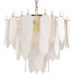 Люстра с декором из рельефного стекла в виде перьев Abelia Feather Chandelier 10 варинант исполнения - 1 | Loft Concept во Владивостоке