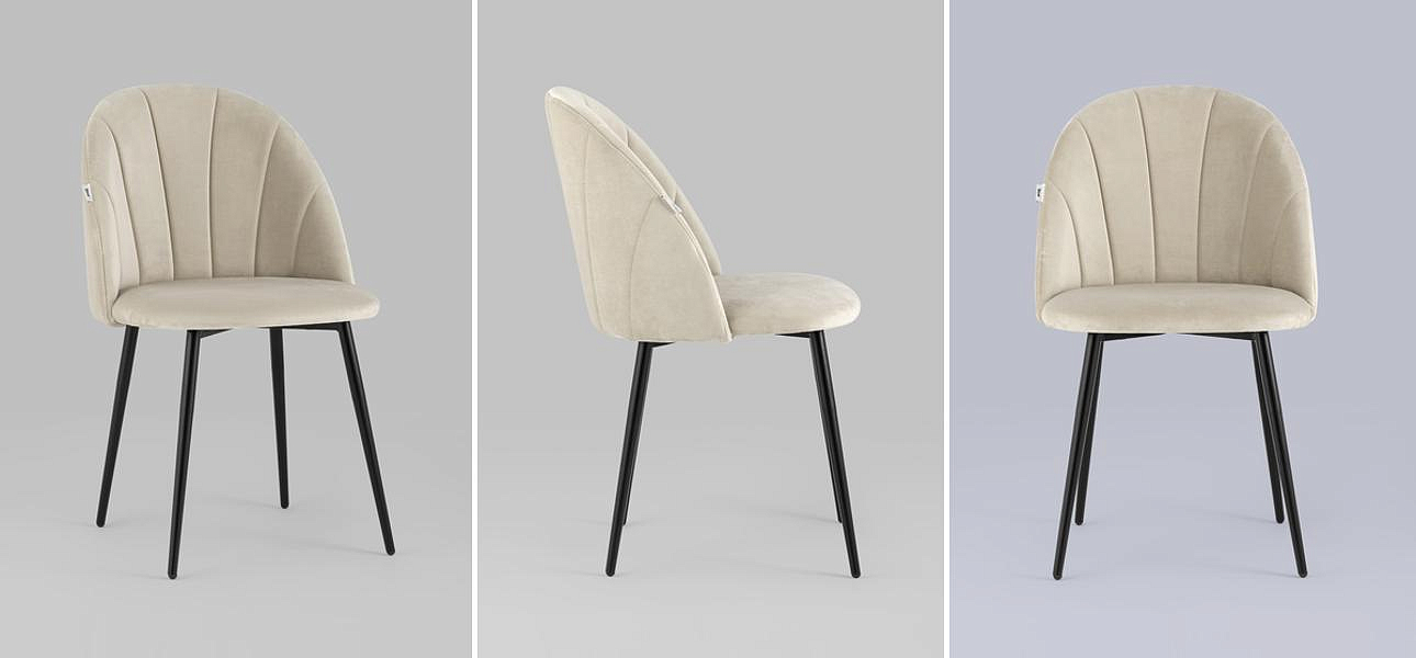 Стул Balsari S Chair Молочный Велюр Черные ножки Стул Balsari S Chair Молочный Велюр Черные ножки - Loft-Concept во Владивостоке