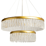 Люстра двухъярусная с золотого цвета и прозрачными подвесками Pettico варинант исполнения - 1 | Loft Concept во Владивостоке