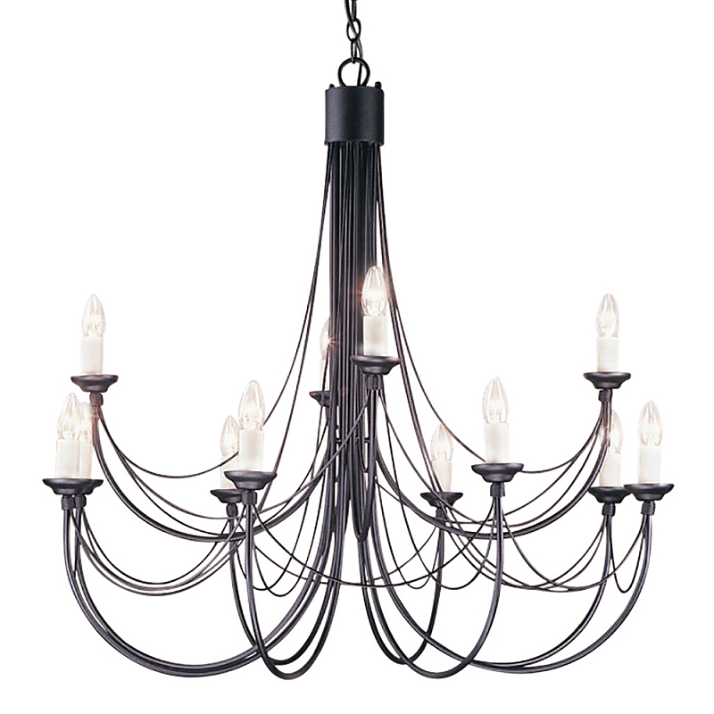 Люстра черного цвета ручной работы с канделябрами и переплетенной проволочной драпировкой Elstead Lighting Черный Белый во Владивостоке | Loft Concept 