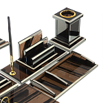 Настольный письменный набор с часами из природного камня обсидиана Team leader варинант исполнения - 4 | Loft Concept во Владивостоке