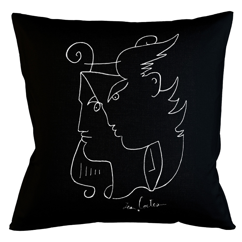 Декоративная подушка White Silhouette Orpheus Pillow Бежевый Черный Декоративная подушка White Silhouette Orpheus Pillow Бежевый Черный во Владивостоке | Loft Concept