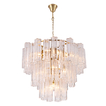 Люстра круглая многоярусная с прозрачными подвесками из стекла Hexagon Tube Light варинант исполнения - 3 | Loft Concept во Владивостоке