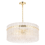 Люстра подвесная круглая с прозрачными рельефными стеклянными вставками и золотым основанием Textured Glass Chandelier варинант исполнения - 2 | Loft Concept во Владивостоке