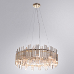 Люстра подвесная круглая с прозрачными хрустальными трубками и золотистым каркасом Диаметр 60 см Hexagon Tube Light варинант исполнения - 2 | Loft Concept во Владивостоке