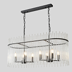 Люстра подвесная овальная со стеклянными прозрачными трубками и металлическим каркасом черного цвета Nembus варинант исполнения - 3 | Loft Concept во Владивостоке