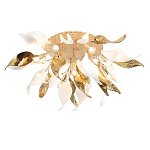 Люстра потолочная с декоративными белыми и золотистыми листьями Wintery flovers варинант исполнения - 3 | Loft Concept во Владивостоке