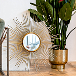 Зеркало-солнце круглое в раме из металла с золотыми с лучами Rays of Peace варинант исполнения - 3 | Loft Concept во Владивостоке