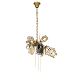 Люстра подвесная со стеклянными плафонами из дымчатого и золотистого с тремя вертикальными подвесками Gilded Mirage  варинант исполнения - 2 | Loft Concept во Владивостоке