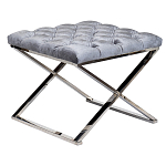 Пуф велюровый серый с каретной стяжкой Perennially варинант исполнения - 1 | Loft Concept во Владивостоке