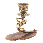 Подсвечник бронзовый из натурального камня агат Stone Candlestick варинант исполнения - 1 | Loft Concept во Владивостоке