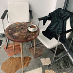 Круглый журнальный столик со столешницей из эпоксидной смолы Epoxy Resin Flowers Coffee Table варинант исполнения - 8 | Loft Concept во Владивостоке