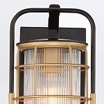 Настенный фонарь цилиндрической формы с рифленым стеклом в золотом каркасе на черном прямоугольном основании Eurofase варинант исполнения - 13 | Loft Concept во Владивостоке