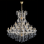 Люстра многоярусная с 53-мя лампочками и прозрачными хрустальными подвесками на основании золотого цвета Crystal lamps варинант исполнения - 2 | Loft Concept во Владивостоке