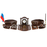 Настольный письменный набор с часами из природного камня обсидиана Competent Leader варинант исполнения - 1 | Loft Concept во Владивостоке