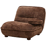 Кресло без подлокотников коричневое ну круглых деревянных ножках Loup Plush Armchair Brown варинант исполнения - 1 | Loft Concept во Владивостоке