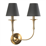 Бра с металлическим основанием бронзового цвета и 2-мя черными конусовидными абажурами Dignity варинант исполнения - 1 | Loft Concept во Владивостоке