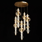 Люстра с плафонами из прозрачного и янтарного стекла в виде шаров и ромбов Gabriel Scott Luna варинант исполнения - 3 | Loft Concept во Владивостоке