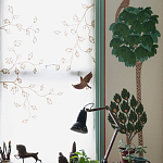 Обои с вышивкой ручной работы Mughal Trees Original colourway on linen варинант исполнения - 3 | Loft Concept во Владивостоке