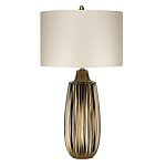 Настольная лампа с рифленым керамическим основанием в бронзовом цвете и жемчужным шёлковым абажуром Elstead Lighting варинант исполнения - 1 | Loft Concept во Владивостоке
