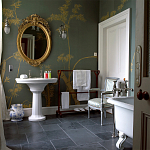 Обои ручная роспись Bamboo Golden on Blue grey dyed silk варинант исполнения - 1 | Loft Concept во Владивостоке