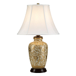 Настольная лампа с фарфоровым основанием с декоративным орнаментом и белым абажуром на темной круглой подставке Elstead Lighting варинант исполнения - 6 | Loft Concept во Владивостоке