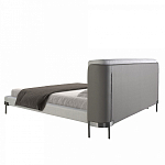 Кровать двуспальная серая с мягким изголовьем из экокожи и ткани Modern Look варинант исполнения - 4 | Loft Concept во Владивостоке