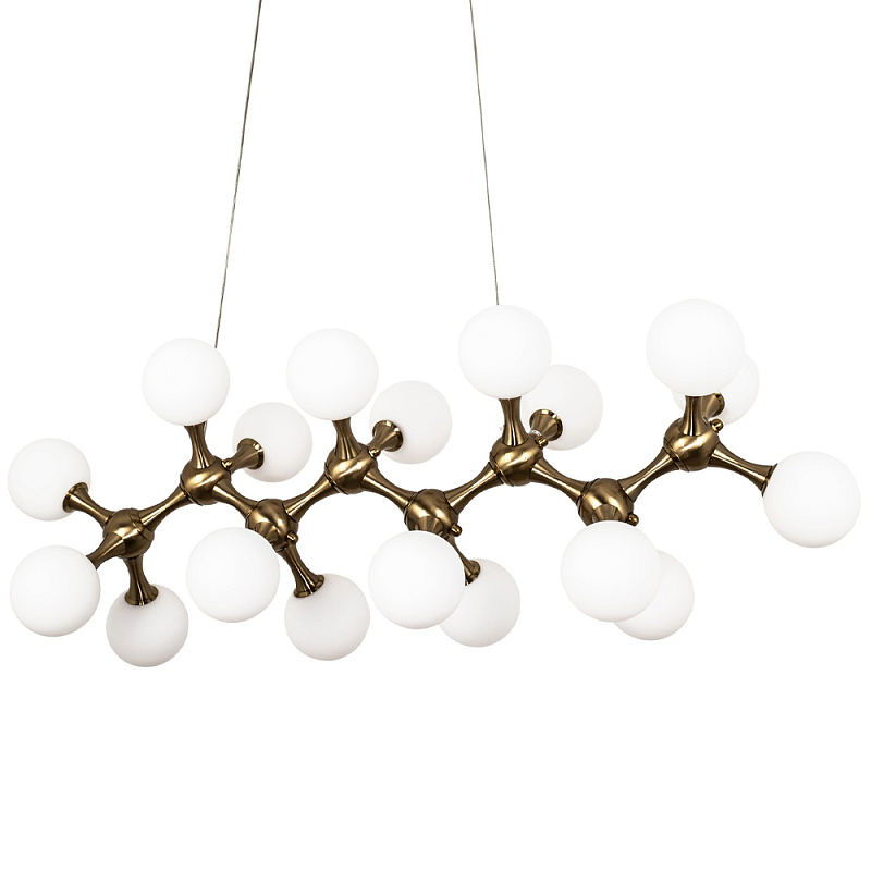 Линейная люстра с плафонами из стеклянных шаров Pearls Suspension Linear Brass Chandelier Латунь Белое матовое стекло Линейная люстра с плафонами из стеклянных шаров Pearls Suspension Linear Brass Chandelier Латунь Белое матовое стекло во Владивостоке | Loft Concept