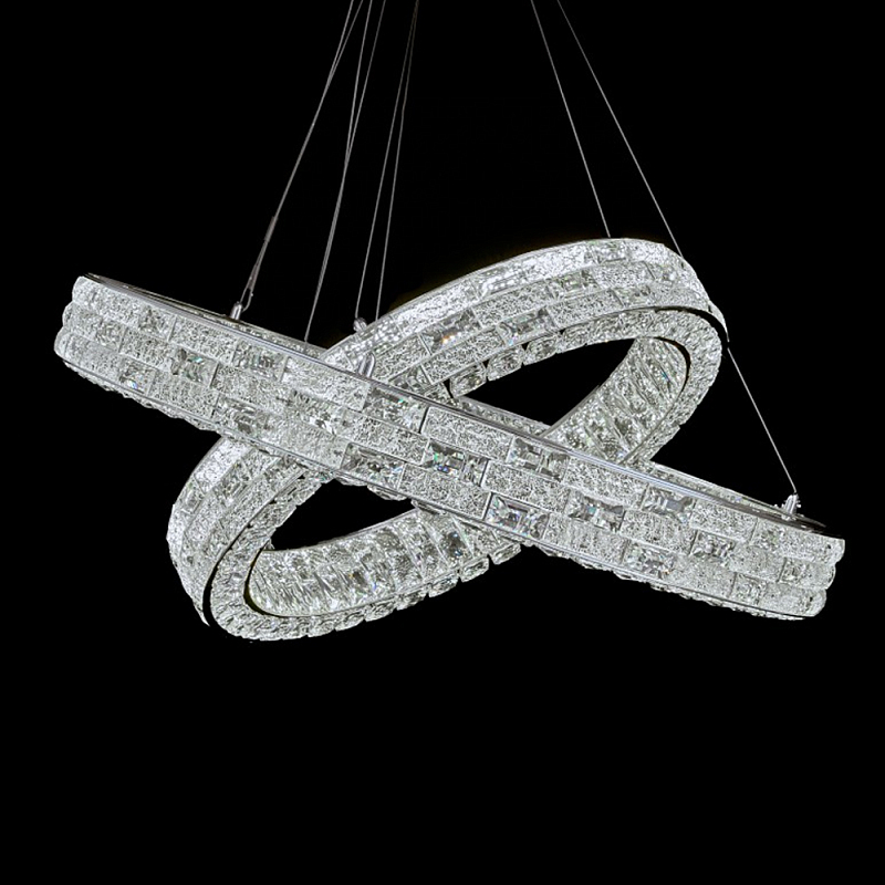 Люстра на 2 кольца с текстурной огранкой Reflection of Reality Хром Прозрачный во Владивостоке | Loft Concept 