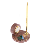 Часы настольные с шариковой металлической ручкой из натурального камня Stone Clock варинант исполнения - 5 | Loft Concept во Владивостоке