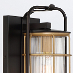 Настенный фонарь цилиндрической формы с рифленым стеклом в золотом каркасе на черном прямоугольном основании Eurofase варинант исполнения - 5 | Loft Concept во Владивостоке