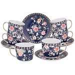 Чайный сервиз из фарфора синий на 6 персон 14 предметов Flower Porcelain Collection варинант исполнения - 1 | Loft Concept во Владивостоке