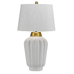 Настольная лампа с белым конусным абажуром и ребристым керамическим основанием Quintiesse варинант исполнения - 1 | Loft Concept во Владивостоке