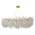 Люстра подвесная с золотистыми ветками и стеклянными подвесками в виде листьев Длина 130 см FAIRYTREE Light варинант исполнения - 1 | Loft Concept во Владивостоке