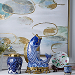 Ваза с насыщенным синим орнаментом и золотой крышкой Blue & White Ornament  варинант исполнения - 1 | Loft Concept во Владивостоке